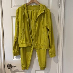Girlfriend Collective Summit Track Jacket and Pant SET in Chartreuse
